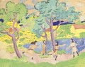 Spielende Kinder unter Baumen - August Macke
