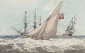 A cutter working up to the frigate at anchor (illustrated) - (after) Samuel Owen