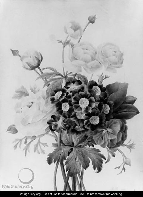 A bunch of peonies and other flowers - (after) Alfred Renaudin