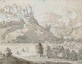 A castle on a hill in a mountainous landscape - (after) Roelandt Roghman