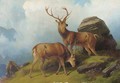 Stags on a mountain - (after) Robert Henry Roe