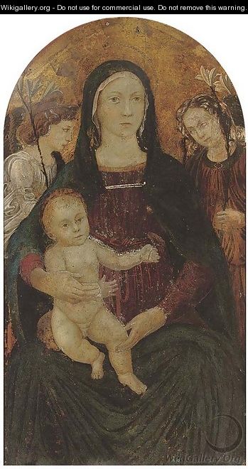 The Madonna and Child surrounded by angels - (after) The Master Of Marradi