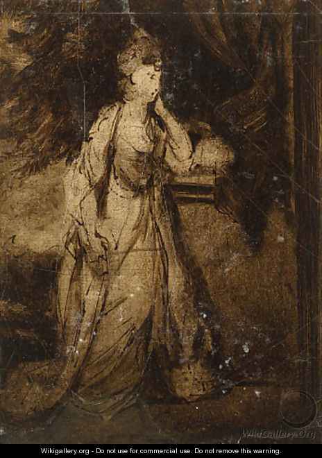 A compositional sketch for the portrait of Lady Louisa Manners, later Countess of Dysart - (after) Sir Joshua Reynolds