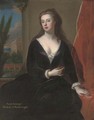 Portrait of Sarah Jennings, Duchess of Marlborough (1660-1744), seated three-quarter length, by a red curtain, in a black velvet dress - (after) Kneller, Sir Godfrey