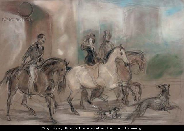 Queen Victoria riding out at Windsor Castle - (after) Sir Francis Grant