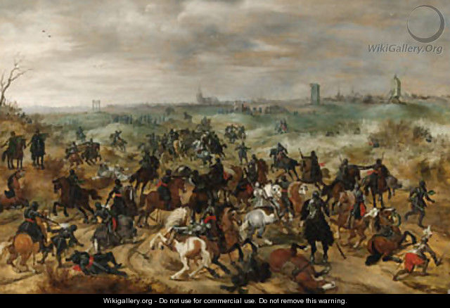 The Battle between Officers Braut and Gerard Abrahamsz., called Lekkerbeetje, at Vught, 5 February 1600 - (after) Sebastien Vrancx