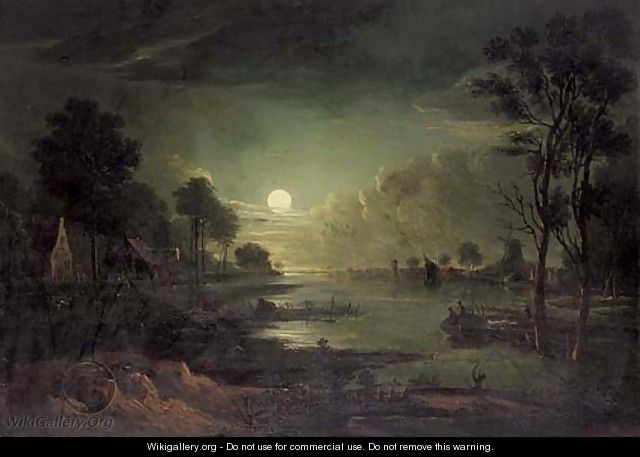 A moonlit river estuary - (after) Sebastian Pether