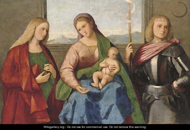 The Madonna and Child with Saint Mary Magdalen and Saint George - (after) Vincenzo Di Biagio Catena