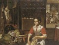 Christ in the House of Mary and Martha with a maid preparing poultry in the foreground - (after) Vincenzo Campi