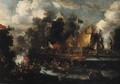 A naval engagement between Turks and Christians - (after) Victor Mahu