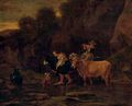 A shepherd and shepherdess with cattle in a landscape - (after) Nicolaes Berchem