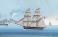 The brig Brothers of Poole under full sail off Naples - (after) Michele Funno