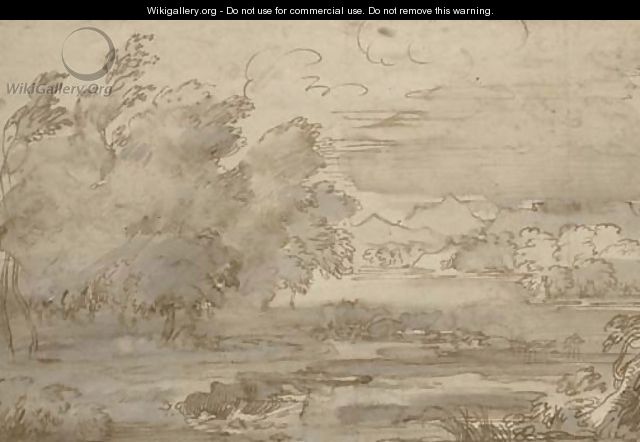 A river landscape with cattle - (after) Michel Corneille II