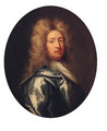 Portrait Of John Lyons, Half-Length, In A Blue Cloak And White Stock - (after) Dahl, Michael