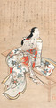 Courtesan seated on a bench - (after) Matsuno Chikanobu