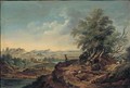 An extensive landscape with a herdsman and livestock in the foreground, a village seen beyond - (after) Martin Von Molitor