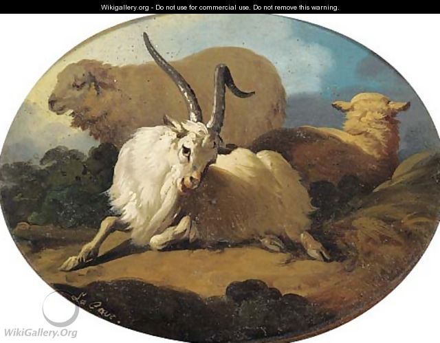A goat and two sheep in a landscape - (after) Peter Le Cave