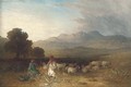 Arab figures with a flock of sheep in a landscape - (after) Paul H. Ellis
