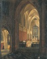 A nightime interior of a cathedral with a priest celebrating Mass - (after) Pieter The Younger Neefs