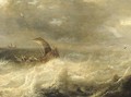 A wijdschip at sea in a gale - (after) Pieter The Elder Mulier