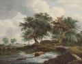 Figures resting by a river in a Dutch landscape - (after) Ramsay Richard Reinagle