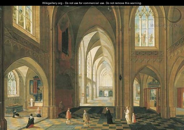 The interior of a Gothic cathedral looking east - (after) Pieter The Younger Neefs