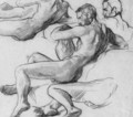 A reclining nude holding an urn, with subsidiary studies of his head, torso and legs - (after) Henri (Karl Ernest Rudolf Heinrich Salem) Lehmann