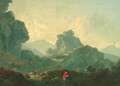 A horseman and a resting figure in a mountainous landscape - (after) Julius Caesar Ibbetson