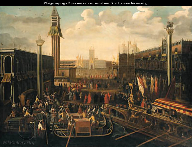 Venice The embarkation of the Doge on the Bucintoro on Ascension Day - (after) Joseph, The Younger Heintz
