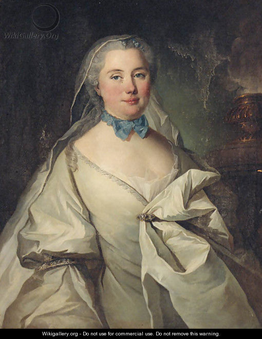 Portrait of a lady thought to be Marie Louise Heudey de Pommainville - (after) Louis Tocque