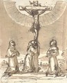 Christ on the Cross adored by three Franciscan monks - (after) Lodovico Pozzoserrato (see Toeput, Lodewijk