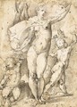 Charity A standing nude woman flanked by putti - (after) Marco Pino