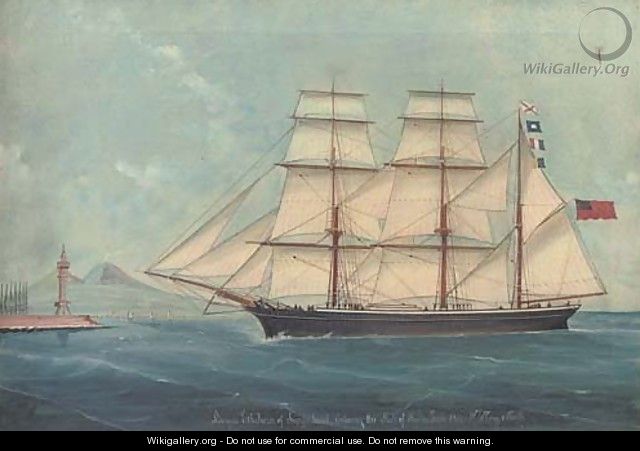 The wooden barque Ethelwin of Sunderland entering Naples - (after) Luigi P. Renault