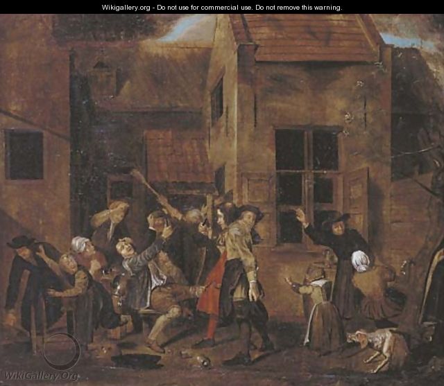 A brawl outside a tavern - (after) Jan Josef, The Elder Horemans