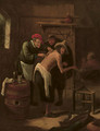 A quack operating on a peasant's back in an interior - (after) Jan Steen