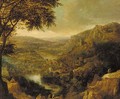 A Rhenish landscape with peasants on mountain tracks - (after) Jan Griffier I