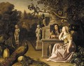 An ornamental garden with Vertumnus and Pomona - (after) Jan Blom