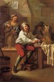 Peasants drinking and smoking in an interior - (after) Jan Baptiste Nollekens