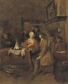 Figures drinking and dining in a tavern - (after) Jan Baptist Lambrechts