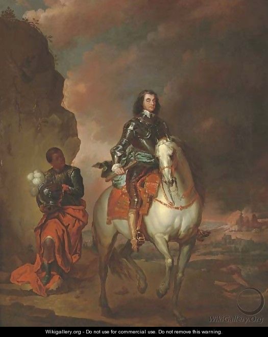 Equestrian portrait of Oliver Cromwell (1599-1658) - (after) Jan Wyck
