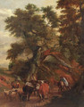 Peasants with cattle and flock returning from market on a country road - (after) Jan Siberechts