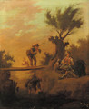 Shepherds resting in a landscape - (after) Johann Conrad Seekatz