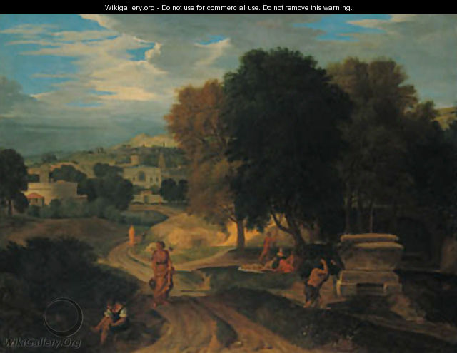 Figures in a classical landscape - (after) Jean-Francois Millet