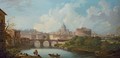 Rome A view of the Tiber, with the Castel Sant'Angelo and the Basilica of Saint Peter's - (after) Jean-Baptiste Lallemand