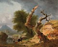 A mountainous landscape with figures by a stream near a dead tree - (after) Jean Louis Demarne, Called Demarnette