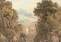 A capriccio wooded landscape with a waterfall - (after) John Glover