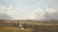 View of Alloa, with cows and figures in the foreground - (after) John Fleming