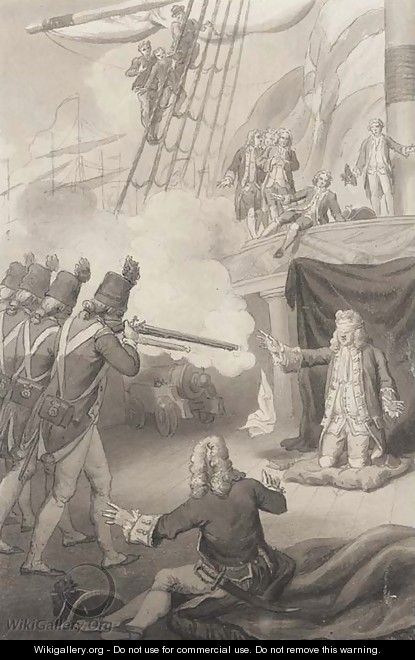 The execution of Admiral John Byng, 14th March, 1757 - (after) John The Elder Cleveley
