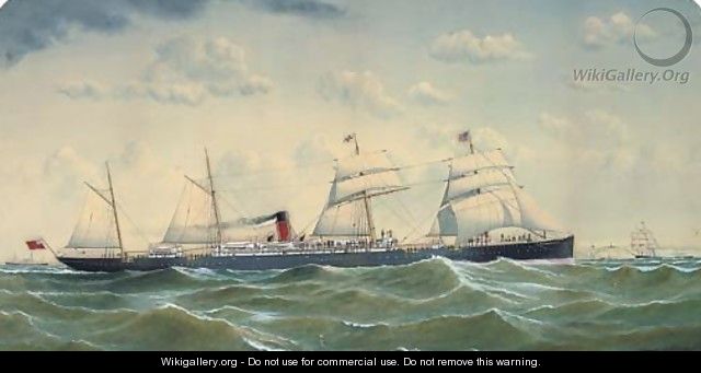 The Atlantic steamer British Princess in the Channel - (after) H. Neville-Cummings