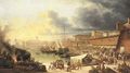 A capriccio of a walled harbour, thought to be Valletta, Malta - (after) Guiseppe Canella